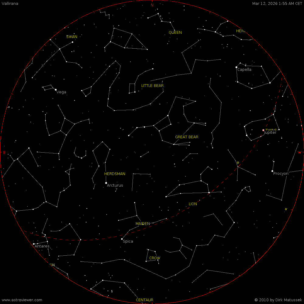 current night sky over Vallirana